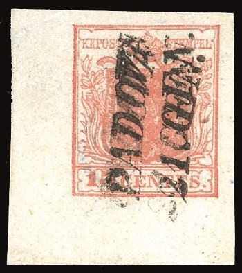 LOMBARDO VENETO 1852 - 15 cent. rosso, carta a mano, III tipo (6)