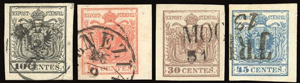 LOMBARDO VENETO 1854/1857 - Carta a macchina, l'emissione completa (19/22)