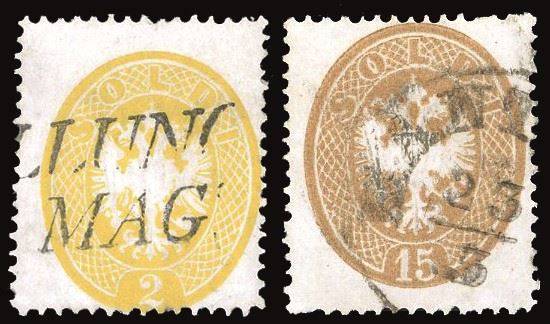LOMBARDO VENETO 1863 - Quarta emissione, dent. 14, serie completa (36/40)