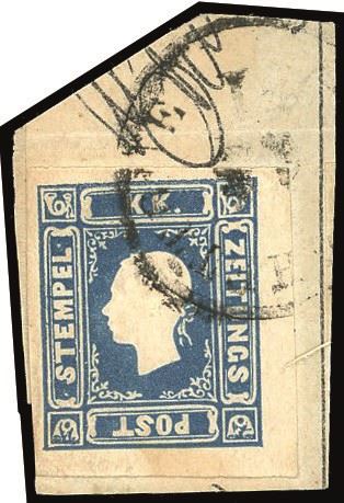LOMBARDO VENETO - FRANCOBOLLI PER GIORNALI 1858 - 1,05 s. azzurro (8)