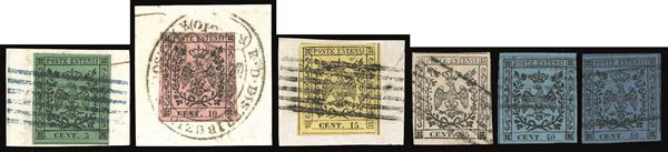MODENA 1852 - L'emissione completa, senza punti dopo le cifre (1/6)