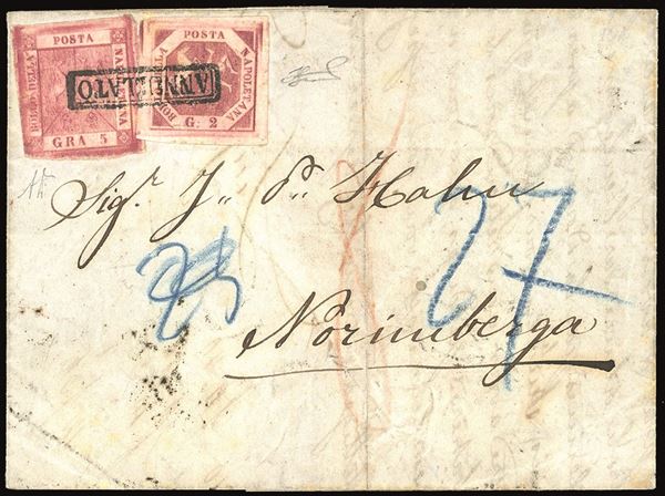 NAPOLI 1860 - 2 grana carminio vivo, III tavola, e 5 grana carminio vivo, II tavola (7a,9a)