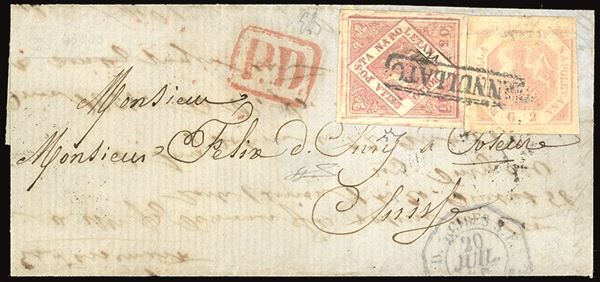 NAPOLI 1858 - 20 grana rosa lillaceo, I tavola, 2 grana rosa chiaro, III tavola (12a,7b)