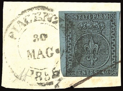 PARMA 1852 - 40 cent. azzurro chiaro (5a)
