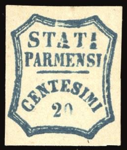 PARMA GOVERNO PROVVISORIO 1859 - 20 cent. azzurro scuro