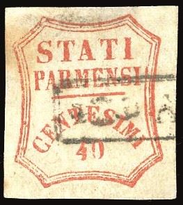 PARMA GOVERNO PROVVISORIO 1859 - 40 cent. vermiglio, II composizione (17)