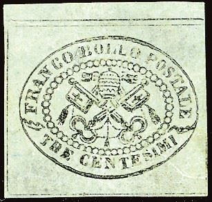 PONTIFICIO 1867 - 3 cent. grigio (15),