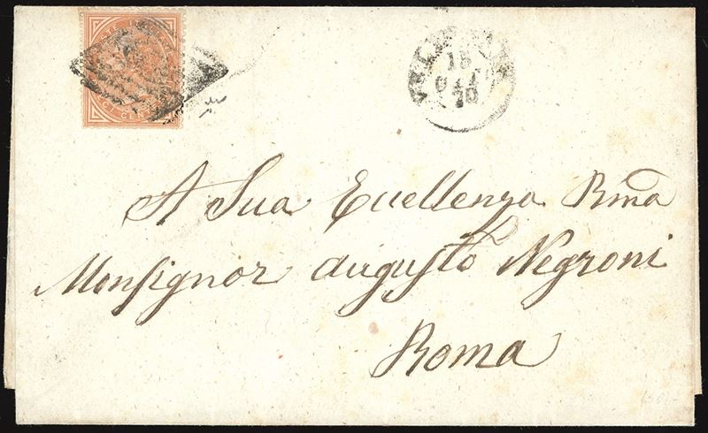 PONTIFICIO - PRESA DI ROMA 1870 - 10 cent. De La Rue (T17)  - Asta Filatelia - Cambi Casa d'Aste