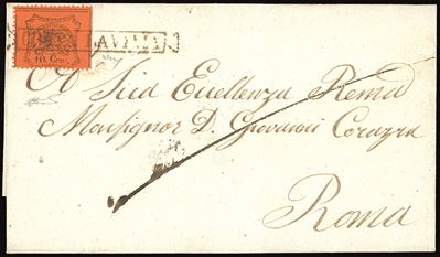 Pontificio - Annullamenti Civita Lavinia, Cart. Punti R1 - 10 Cent. (26c)