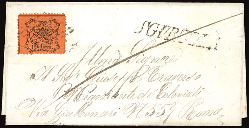 PONTIFICIO - ANNULLAMENTI SGURGOLA, SI punti 13 - 10 cent. (26c)  - Auction Philately - Cambi Casa d'Aste