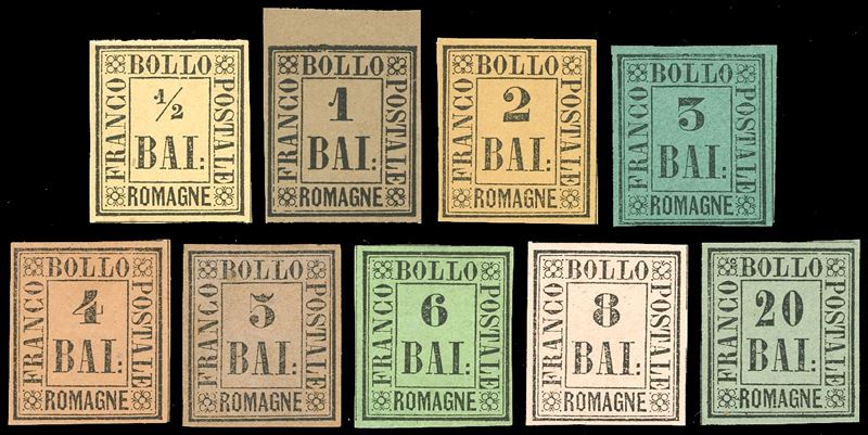 ROMAGNE - GOVERNO PROVVISORIO 1859 - Serie completa (1/9)  - Auction Philately - Cambi Casa d'Aste