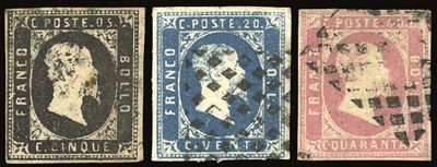 Sardegna 1851 - Prima Emissione, Serie Completa (1/3)