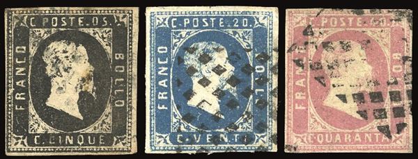 SARDEGNA 1851 - Prima emissione, serie completa (1/3)