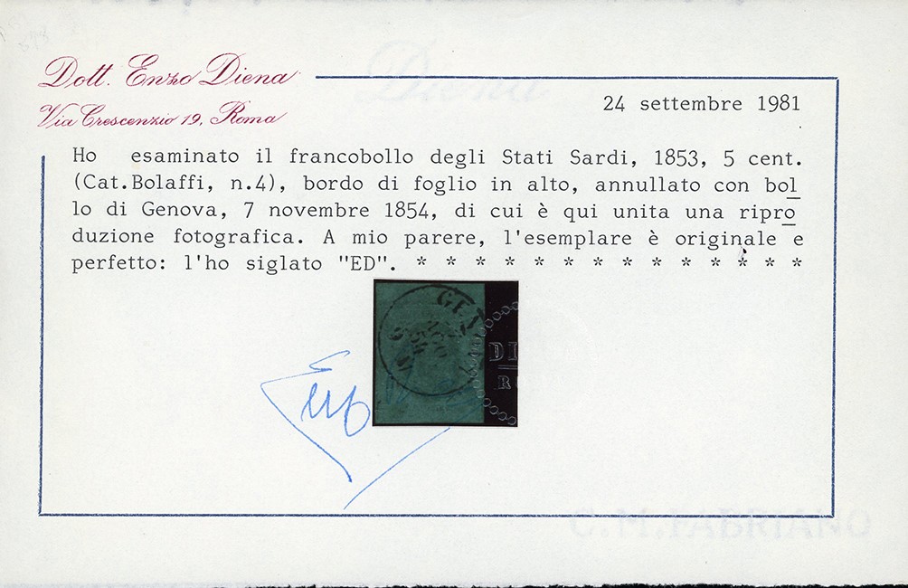 Sardegna 1853 - 5 Cent. Verde (4)