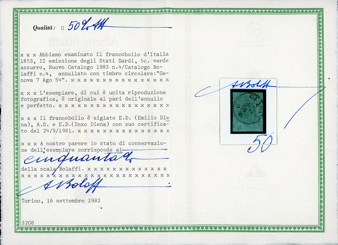 Sardegna 1853 - 5 Cent. Verde (4)