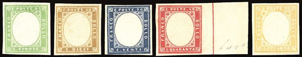 SARDEGNA 1863 - 5 cent., 10 cent., 20 cent., 40 cent. e 80 cent.