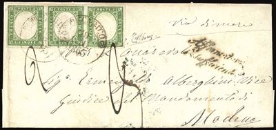 Sardegna 1863 - 5 Cent. Verde (13ea),