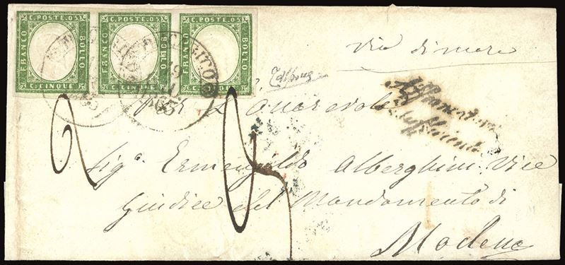 SARDEGNA 1863 - 5 cent. verde (13Ea),  - Asta Filatelia - Cambi Casa d'Aste