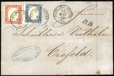 Sardegna 1862 - 40 Cent. Perfetto e 20 Cent. Sfiorato a Destra (16da,15da)