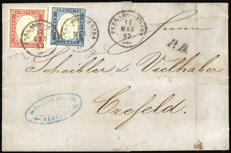 SARDEGNA 1862 - 40 cent. perfetto e 20 cent. sfiorato a destra (16Da,15Da)  - Auction Philately - Cambi Casa d'Aste