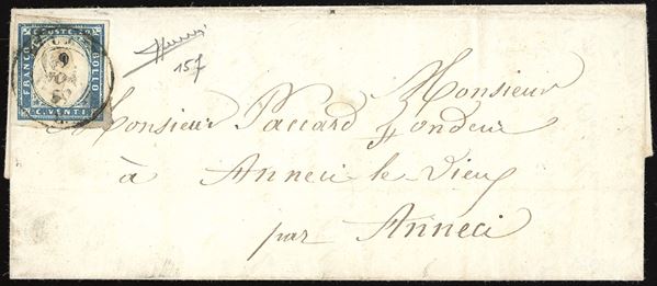 SARDEGNA - ANNULLAMENTI SAVOIA-FLUMET d.c. punti R2 - 20 cent. celeste (15f)