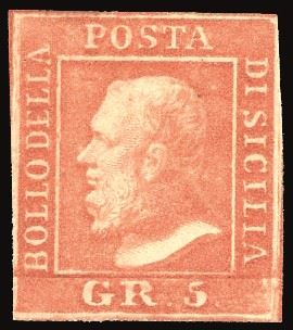 SICILIA 1859 - 5 grana vermiglio chiaro, I tavola (10)
