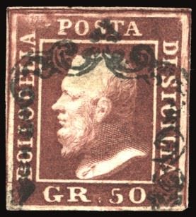 Sicilia 1859 - 50 Grana Cioccolato (14a)