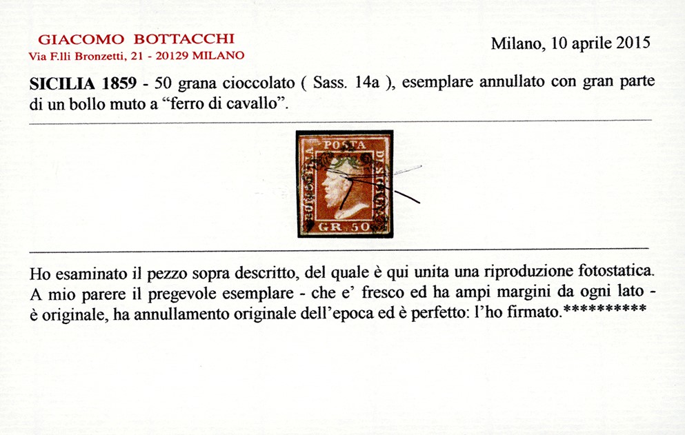 Sicilia 1859 - 50 Grana Cioccolato (14a)