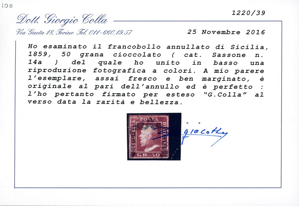 Sicilia 1859 - 50 Grana Cioccolato (14a)