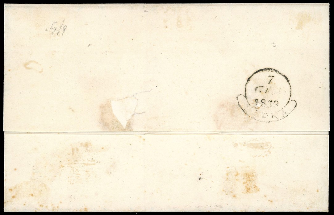 Toscana Pli D'accordeon - Collezione Duccio 1853 - 2 Crazie Azzurro Chiaro su Grigio (5), Evident...