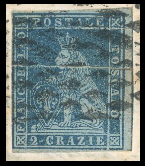 Toscana Pli D'accordeon - Collezione Duccio 1852 - 2 Crazie Azzurro Grigio, Pli D'accordeon Orizz...