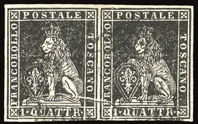 Toscana Pli D'accordeon - Collezione Duccio 1857 - 1 Quattrino Nero, II Emissione (10), Coppia Or...