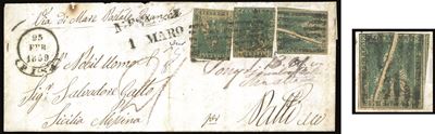 Toscana Pli D'accordeon - Collezione Duccio 1859 - 2 Crazie Verde Grigio Giallastro, II Emissione...