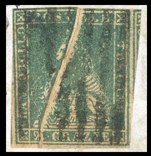 Toscana Pli D'accordeon - Collezione Duccio 1859 - 2 Crazie Verde Grigio Giallastro, II Emissione...
