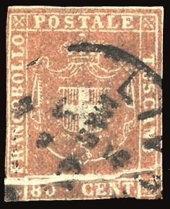 Toscana Pli D'accordeon - Collezione Duccio 1860 - 80 Cent. Carnicino (22), Evidente Pli D'accord...