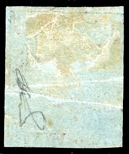 Toscana 1851 - 1 Quattrino Nero su Carta Azzurra, i Emissione (1a)