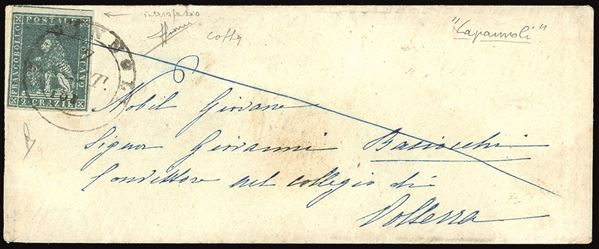 TOSCANA 1851 - 2 crazie verde azzurro su grigio (5f)