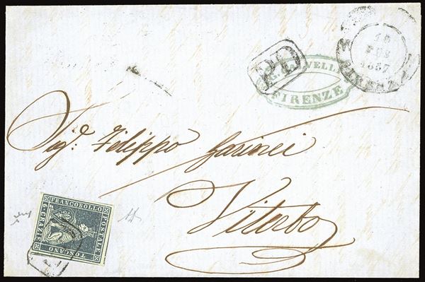 TOSCANA 1857 - 6 crazie azzurro su grigio (7d)