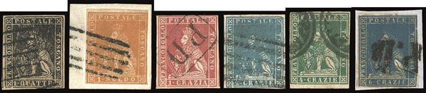 TOSCANA 1857 - Seconda emissione, filigrana linee ondulate, serie completa (10/15)