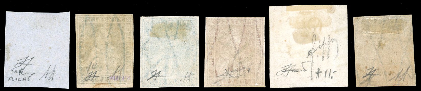 Toscana 1857 - Seconda Emissione, Filigrana Linee Ondulate, Serie Completa (10/15)