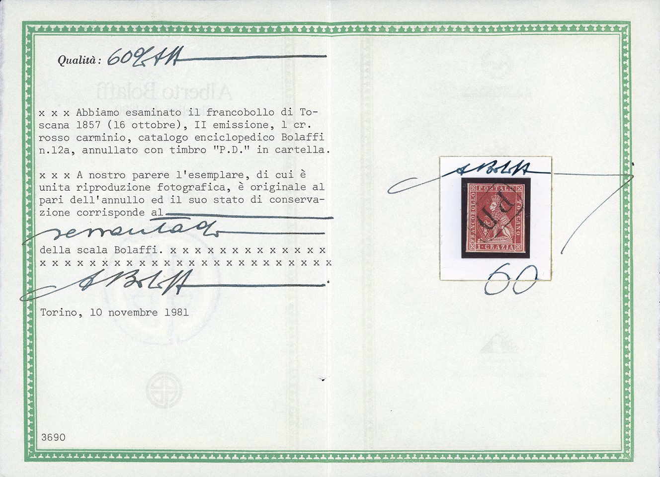 Toscana 1857 - Seconda Emissione, Filigrana Linee Ondulate, Serie Completa (10/15)