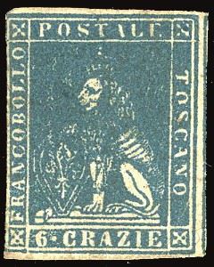 TOSCANA 1857 - 6 crazie azzurro chiaro, II emissione (15)