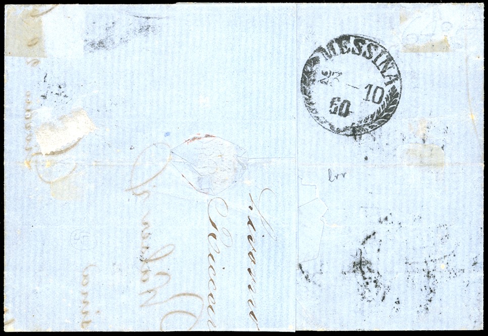 Toscana Governo Provvisorio 1860 - 10 Cent. Bruno (19), Striscia Orizzontale di Tre