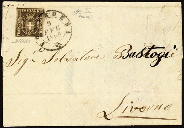 TOSCANA - GOVERNO PROVVISORIO 1860 - 10 cent. bruno grigio (19c)