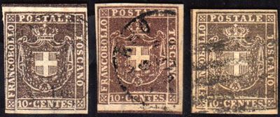 Toscana - Governo Provvisorio 1860 - 10 Cent., Tre Esemplari