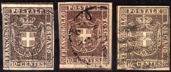 TOSCANA - GOVERNO PROVVISORIO 1860 - 10 cent., tre esemplari
