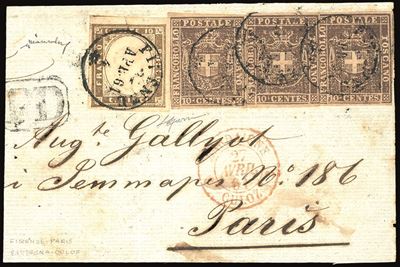 Toscana - Governo Provvisorio Affrancature Miste 1861 - 10 Cent. Bruno (19), Tre Esemplari, in Af...