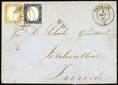 Regno D'italia 1862 - 20 Cent. Indaco con Riflessi Violacei (2a), Separato con le Forbici, in Aff...