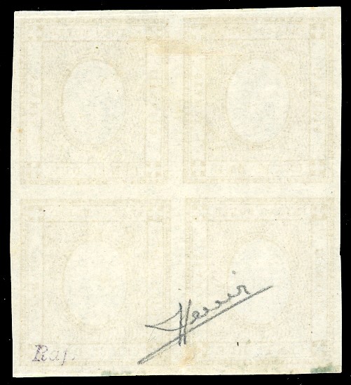 Regno D'italia 1862 - 2 Cent. Bistro, Senza Cifra in Rilievo (10eb), Blocco di Quattro