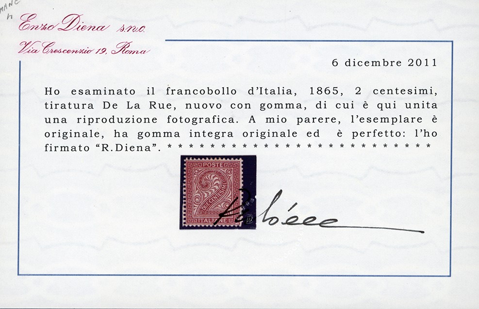 Regno D'italia 1863 - 2 Cent. Bruno Rosso, De la Rue, Tiratura di Londra (l15)